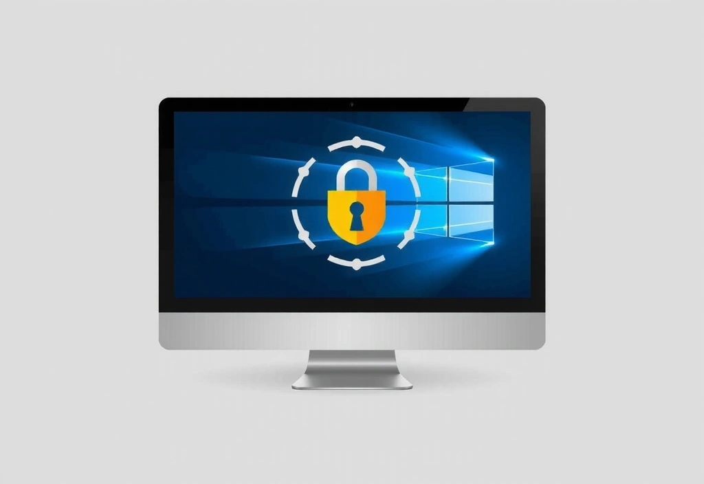 Ilustrație a unui monitor cu lacăt, simbolizând securitatea datelor și confidențialitatea online