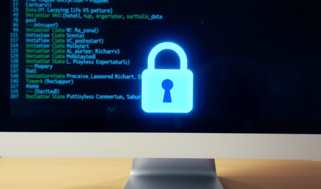 Simbol de lacăt pe un ecran de computer, indicând criptarea datelor