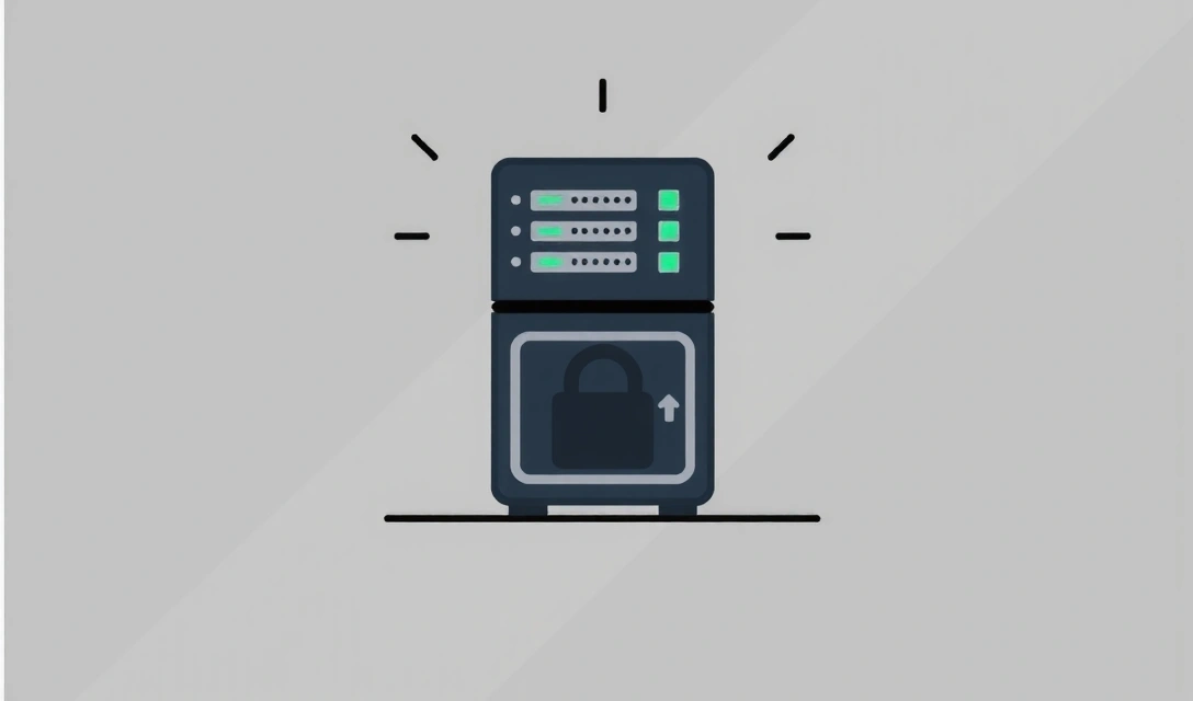 Un server modern cu discuri de backup și lumini indicatoare, simbolizând stocarea securizată