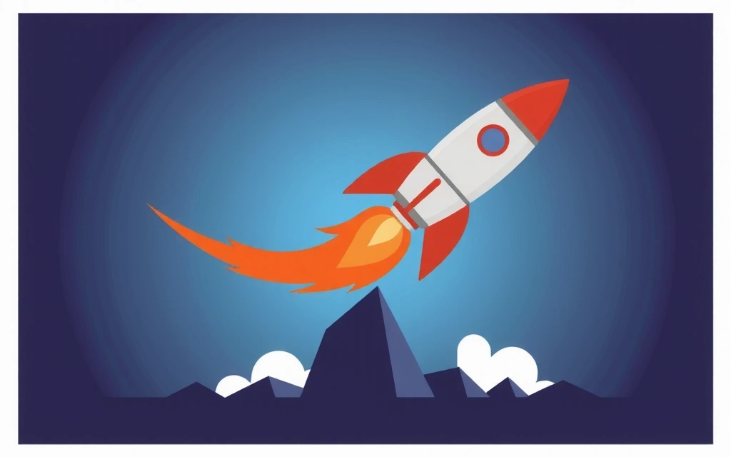 Imagine cu o rachetă lansându-se, simbolizând lansarea de succes a unui site